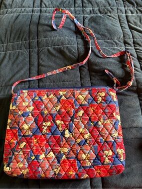 Vera Bradley Red and Blue Quilted Crossbody with snoopy Character Print